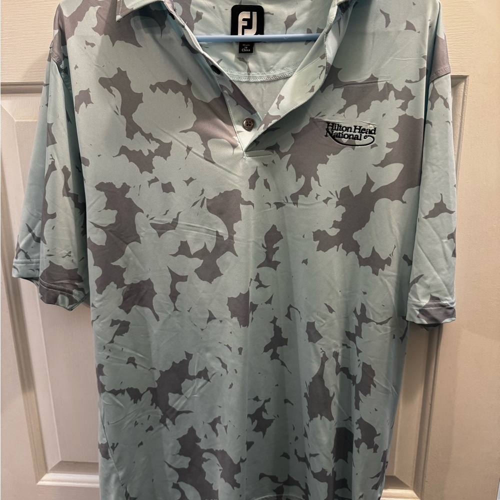 FootJoy Men's Camouflage Polo Shirt - Light Blue and Gray